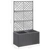 vidaXL Hochbeet mit Rankgitter 2 Töpfe 58×30×107cm Poly Rattan Schwarz