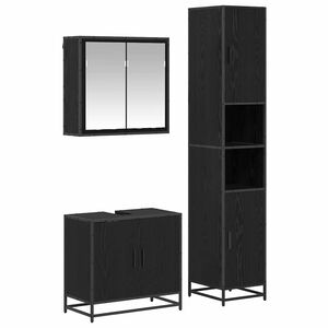 vidaXL Badezimmerm&ouml;bel-Set 3 stk. Schwarz Eichen-Optik 65 x 33 x 60 cm