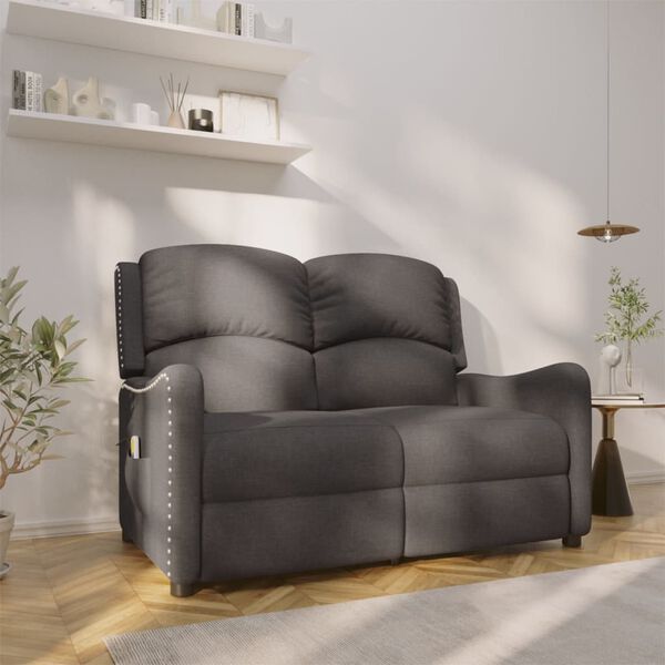 vidaXL 2-Sitzer Massagesessel Dunkelgrau Stoff