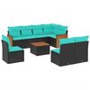 vidaXL 9-teiliges Gartensofa-Set mit Kissen, schwarzes Polyrattan