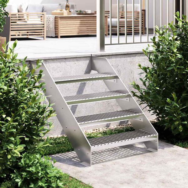 vidaXL Gitterroststufe 70x24x7 cm Verzinkter Stahl