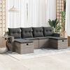 vidaXL 6-tlg. Garten-Sofagarnitur mit Kissen Grau Poly Rattan