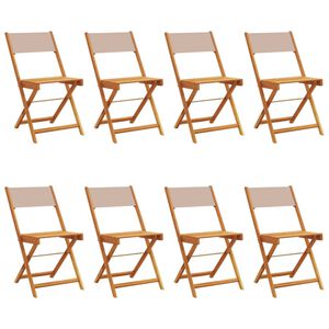 vidaXL Gartenst&uuml;hle 8 Stk. Klappbar Taupe Stoff und Massivholz