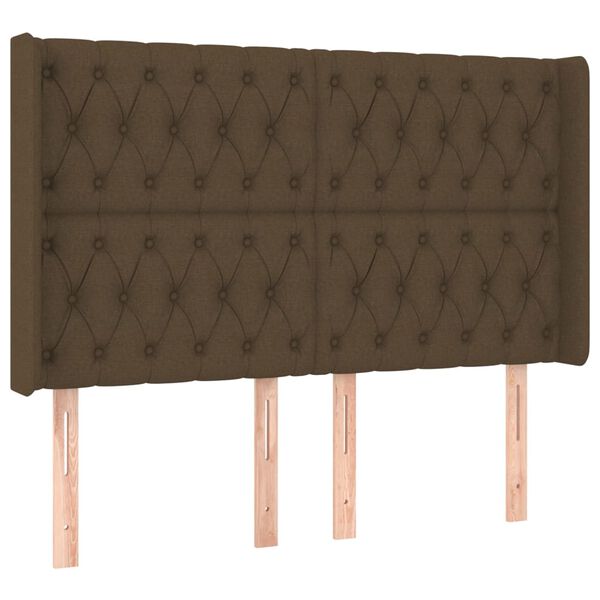 vidaXL Kopfteil mit Ohren Dunkelbraun 147x16x118/128 cm Stoff