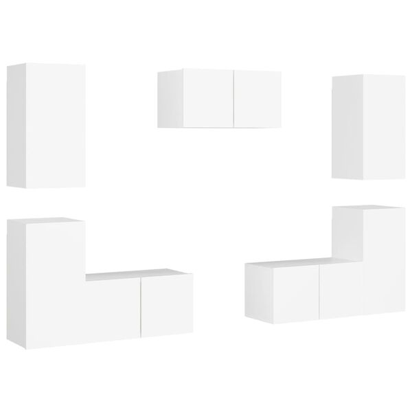 vidaXL 7-tlg. TV-Schrank-Set Wei&szlig; Holzwerkstoff