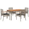 vidaXL 5-tlg. Garten-Essgruppe mit Kissen Grau Poly Rattan