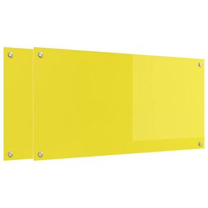vidaXL K&uuml;chenr&uuml;ckwand 2 pcs Gelb 100 x 50 cm Geh&auml;rtetes Glas