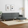 vidaXL Schlafsofa 2-Sitzer mit Fu&szlig;hocker Dunkelgrau Stoff