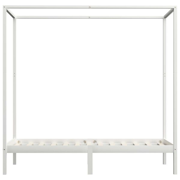 vidaXL Himmelbett-Gestell Wei&szlig; Massivholz Kiefer 90 x 200 cm