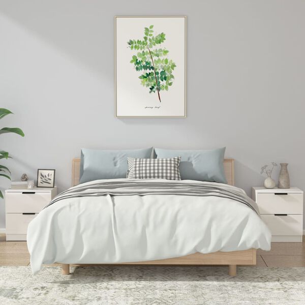 vidaXL Nachttische 2 Stk. Hochglanz-Wei&szlig; Holzwerkstoff