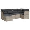 vidaXL 6-tlg. Garten-Sofagarnitur mit Kissen Hellgrau Poly Rattan