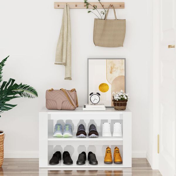 vidaXL Schuhregal Hochglanz-Weiß 75x35x45 cm Holzwerkstoff