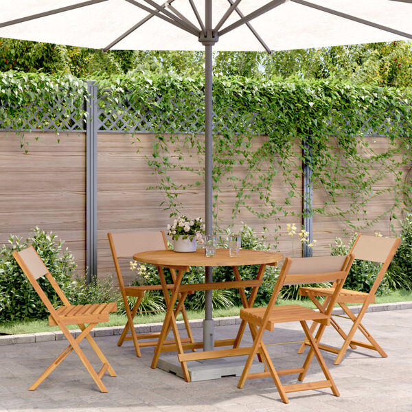 vidaXL 5-tlg. Garten-Essgruppe Stoff und Massivholz Taupe