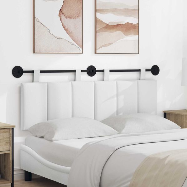 vidaXL H&auml;ngevorderseite Wandmontiert Wei&szlig; 150 x 55 x 5 cm Stoff
