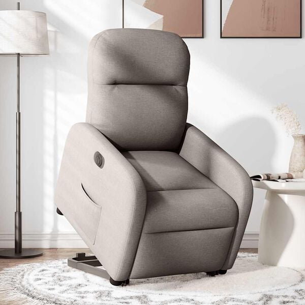 vidaXL Relaxsessel mit Aufstehhilfe Elektrisch Taupe Stoff