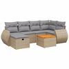 vidaXL 7-tlg. Garten-Sofagarnitur mit Kissen Beige Poly Rattan