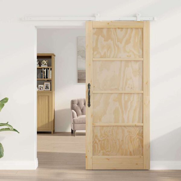 vidaXL Schiebet&uuml;r Braun 86 x 198,5 cm Massives Kiefernholz