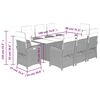 vidaXL 9-tlg. Garten-Essgruppe mit Kissen Braun Poly Rattan