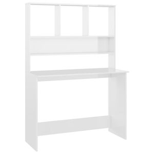 vidaXL Schreibtisch mit Regalen Hochglanz-Wei&szlig; 110x45x157 cm