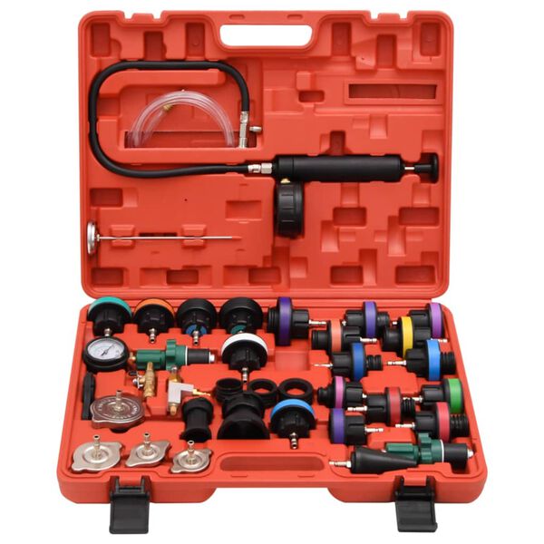 vidaXL Kühlsystem-Tester Abdrückgerät Set Rot 52x40,5x9,5 cm