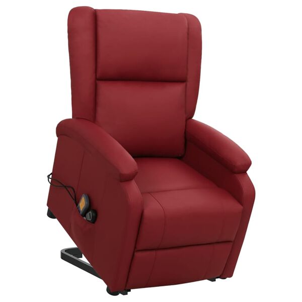 vidaXL Massagesessel mit Aufstehhilfe Weinrot Kunstleder