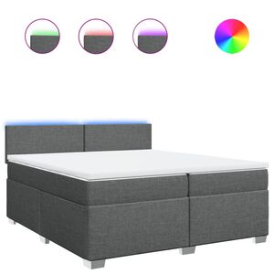 vidaXL Boxspringbett mit Matratze Dunkelgrau 200x200 cm Stoff