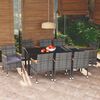 vidaXL 9-tlg. Garten-Essgruppe mit Kissen Poly Rattan Grau