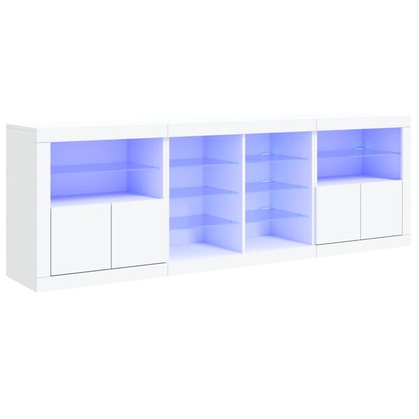 vidaXL Sideboard mit LED-Leuchten Wei&szlig; 202x37x67 cm