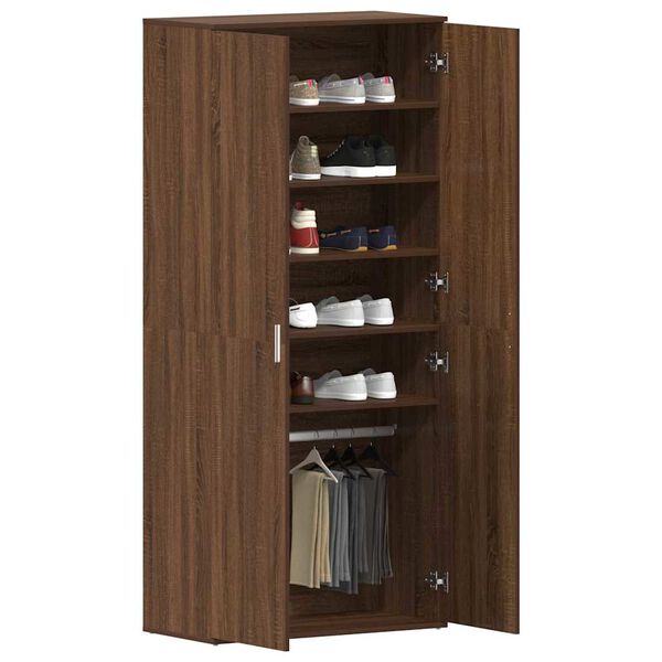 vidaXL Schuhschrank mit T&uuml;r Braun 80 x 39 x 180 cm Holzwerkstoff
