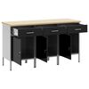 vidaXL Werkbank mit Schubladen 3 pcs Schwarz und Grau 150 x 55 x 85 cm