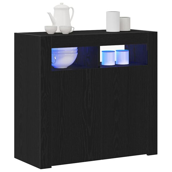 vidaXL Sideboard Schwarz Eichen-Optik 80 x 35 x 75 cm Holzwerkstoff
