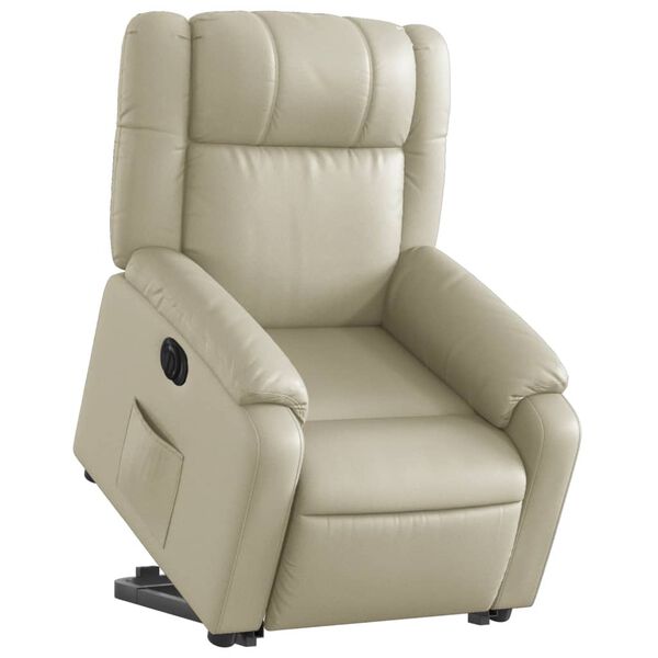 vidaXL Relaxsessel mit Aufstehhilfe Elektrisch Creme Kunstleder