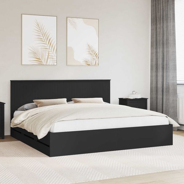vidaXL Bettrahmen mit Schubladen Schwarz 200 x 200 cm Ingenieurs Holz