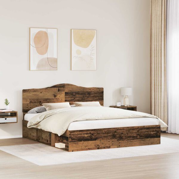vidaXL Bettrahmen Altholz 200 x 200 cm Massives Kiefernholz