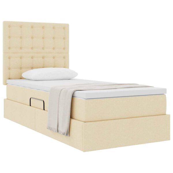 vidaXL Aufbewahrungsbett mit Matratze Creme 100 x 200 cm Polyester