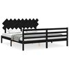 vidaXL Massivholzbett mit Kopfteil Schwarz