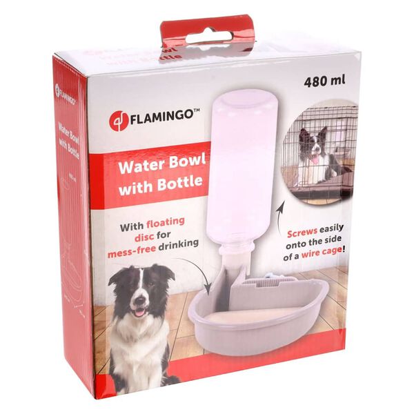 FLAMINGO Wassernapf mit Trinkflasche f&uuml;r Hunde Diza 480 ml