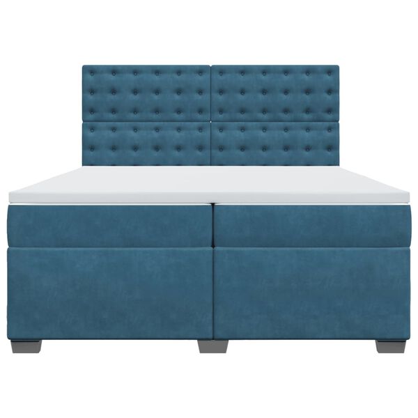 vidaXL Boxspringbett mit Matratze Blau 200x200 cm Samt
