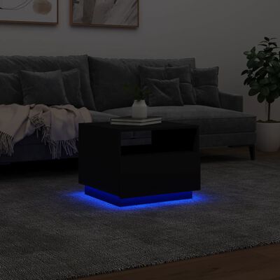 vidaXL Couchtisch mit LED-Leuchten Schwarz 50x49x40 cm