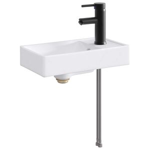 vidaXL Waschbecken mit Wasserhahn und Abfluss Matt Schwarz