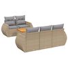 vidaXL 6-tlg. Garten-Sofagarnitur mit Kissen Beige Poly Rattan