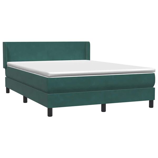 vidaXL Boxspringbett mit Matratze Dunkelgr&uuml;n 140x220 cm Samt
