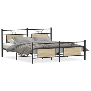 vidaXL Metallbett ohne Matratze Sonoma-Eiche 160x200 cm