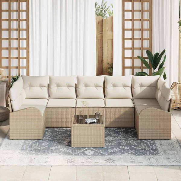vidaXL Gartensofa-set Beige 55 x 55 x 37 cm Poly-Rattan