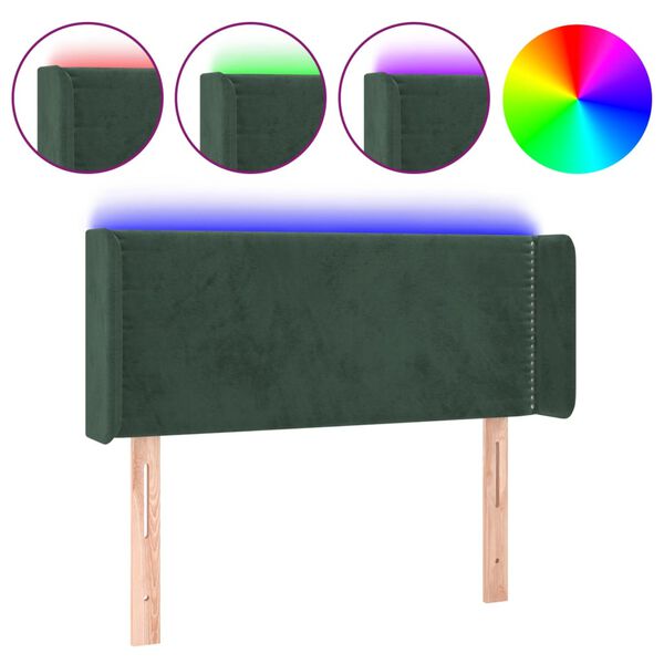 vidaXL LED Kopfteil Dunkelgr&uuml;n 83x16x78/88 cm Samt