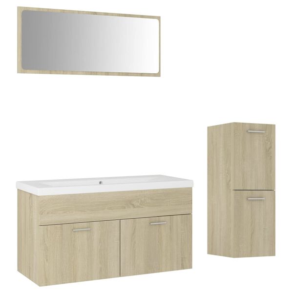 vidaXL Badm&ouml;bel-Set Sonoma-Eiche Holzwerkstoff