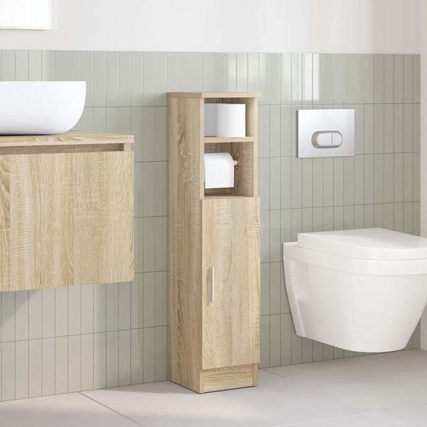 vidaXL Badezimmerschrank mit Rollenhalter Sonoma-Eiche 20,5x22x90 cm