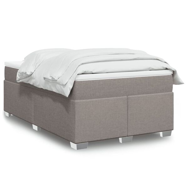 vidaXL Boxspringbett mit Matratze Taupe 120x200 cm Stoff