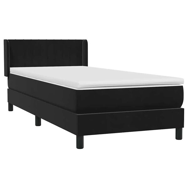 vidaXL Boxspringbett mit Matratze Schwarz 90x210 cm Samt