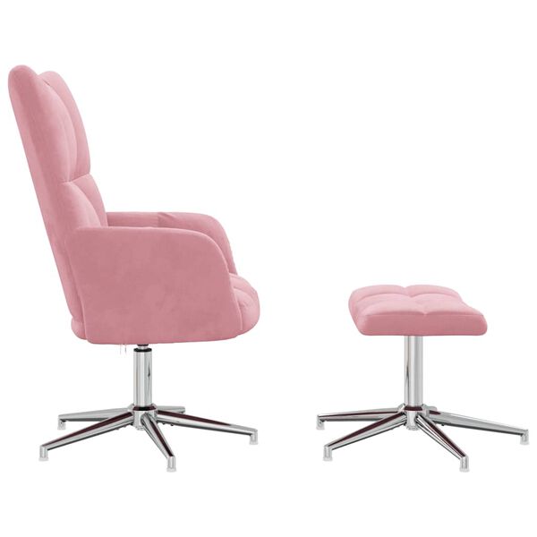vidaXL Relaxsessel mit Hocker Rosa Samt